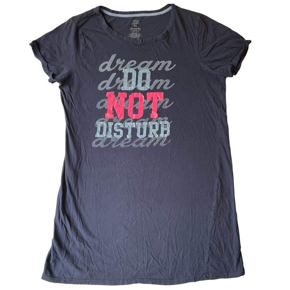 Peace Love & Dreams Women Dress size M Sleepwear ShortSleeve Do Not Disturb Blue